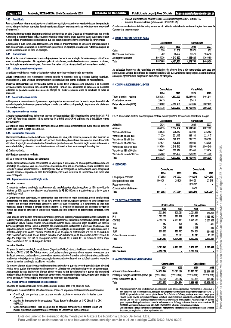 BALANÇO ROVEMA S.A PAG