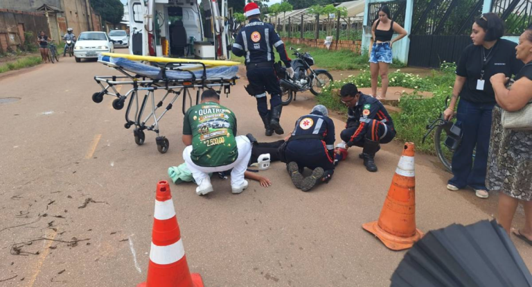 Grave atropelamento deixa mae e filho feridos na zona leste de porto velho
