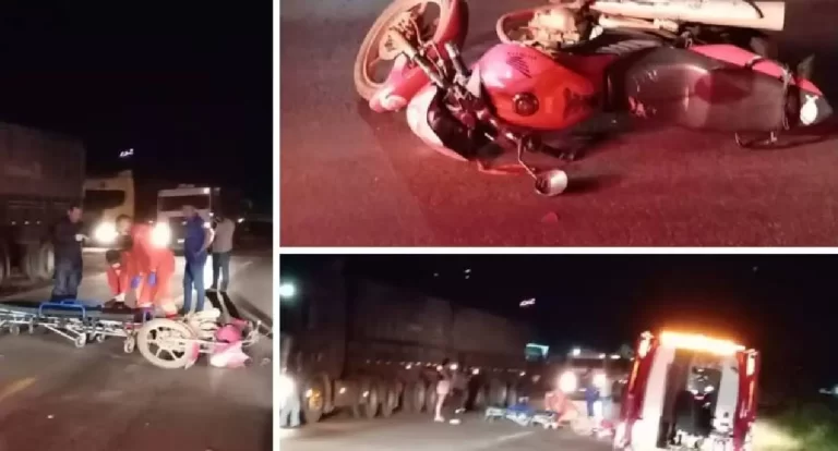 Motociclista fica gravemente ferido apos colisao com carreta na br